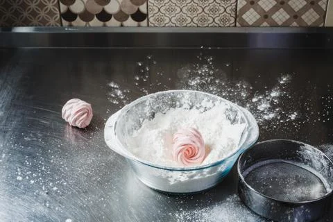 Cooking marshmallows in a professional kitchen Фото