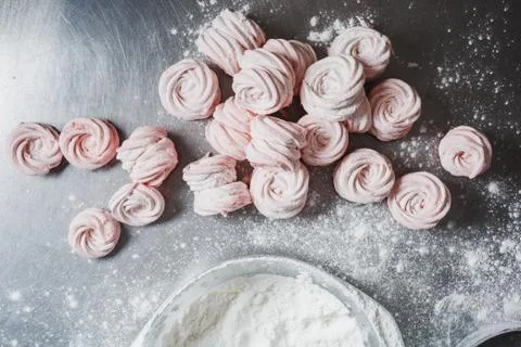 Cooking marshmallows in a professional kitchen Stock Photos