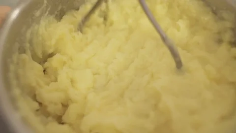 Cooking Mashed Potatoes Close Up. 4k. 4k video Stock Footage 114703722