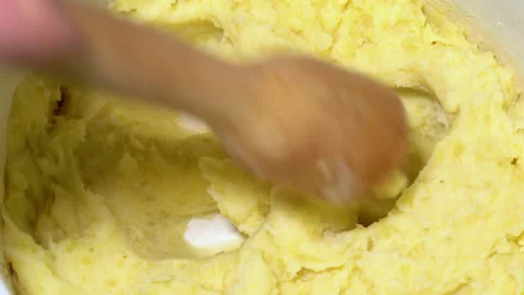 Cooking mashed potatoes at home. High quality 4k footage Stock Footage 255602073