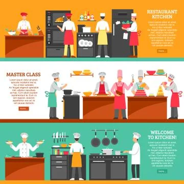 Cooking Master Class Horizontal Banners Illustrazione stock