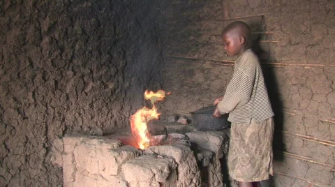 Cooking Meal Over Fire Stock Footage 113829