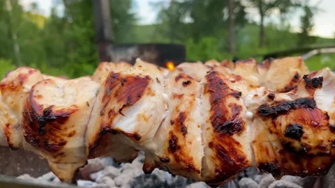 Cooking meat with a barbecue Video stock 157426278