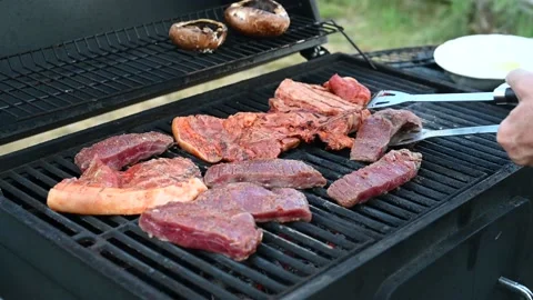 Cooking meat on the barbecue Stock Footage 201622414