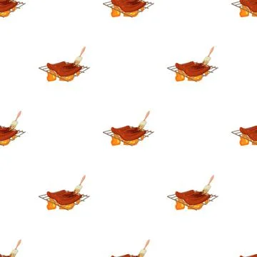 Cooking meat on bbq pattern seamless vector Illustrazione stock