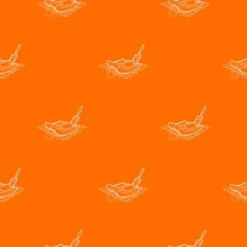 Cooking meat on bbq pattern vector orange イラスト素材
