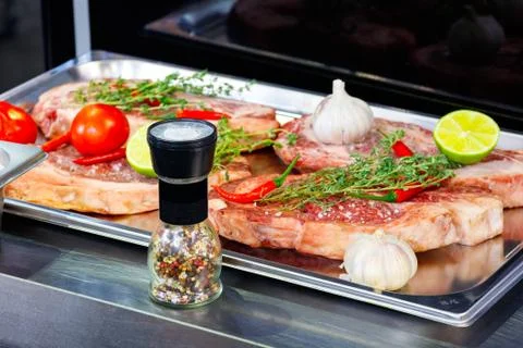 Cooking meat close-up Foto stock