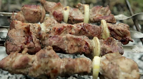 Cooking meat on the coals Video stock 50396218