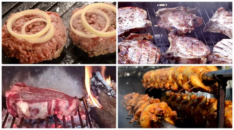 Cooking meat collage Stock Footage 37633905