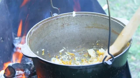 Cooking meat on the fire Stock Footage 62071452