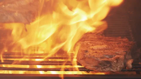 Cooking meat on fire Video stock 199224616