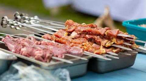 Cooking meat on fire Stock Photos