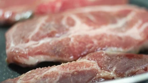 COOKING MEAT Stock Footage 81176701