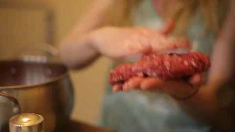 Cooking the meat forcemeat Stock Footage 89873120