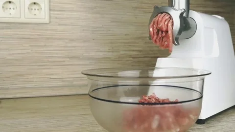 Cooking the meat forcemeat using the meat grinder Stock Footage 69180505