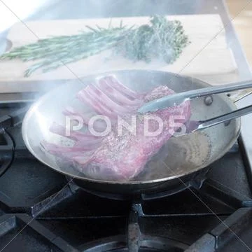 Cooking Meat In Frying Pan