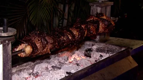 Cooking meat on the grill Stock Footage 43440924