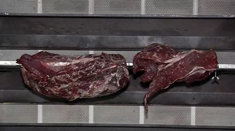 Cooking meat on the grill Stock Footage 55852562