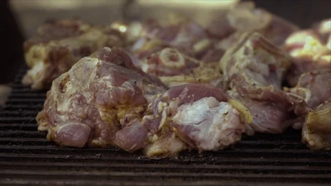 Cooking meat on the grill Stock Footage 95560574