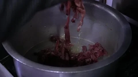 Cooking Meat in a Pot Stock Footage 319949255