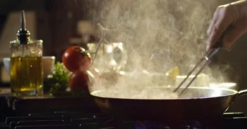 Cooking meat strips 4k Stock Footage 85836113