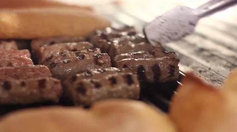 Cooking meatballs on the grill Stock Footage 46264610