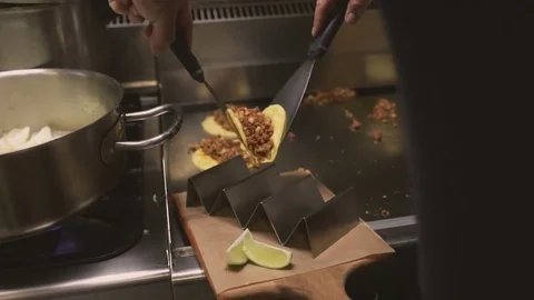 Cooking mexican tacos Stock Footage 71984431