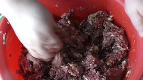 Cooking minced meat for cutlets Stock Footage 208865392