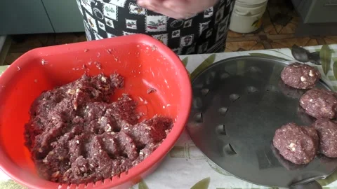 Cooking minced meat for cutlets Stock Footage 208865624