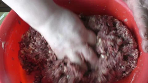 Cooking minced meat for cutlets Stock Footage 208865625
