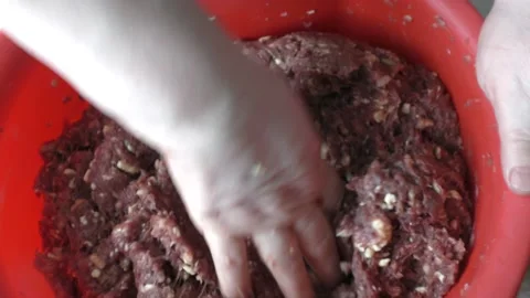 Cooking minced meat for cutlets Stock Footage 208865869