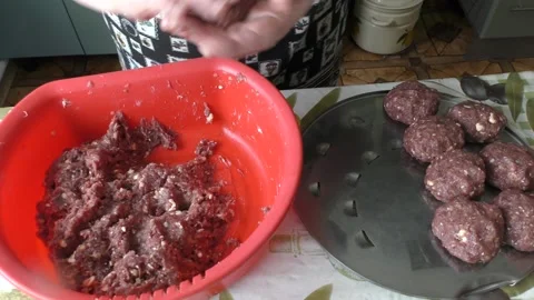 Cooking minced meat for cutlets Stock Footage 208866090