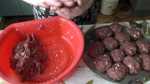 Cooking minced meat for cutlets Stock Footage 208866145