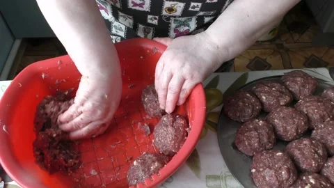 Cooking minced meat for cutlets Stock Footage 208866469