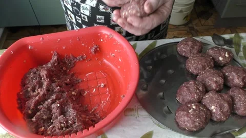 Cooking minced meat for cutlets Stock Footage 208866722