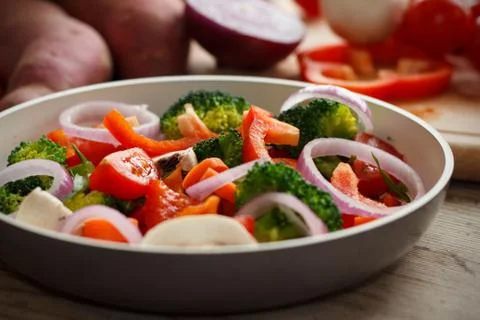 Cooking mixed vegetables Stock Photos