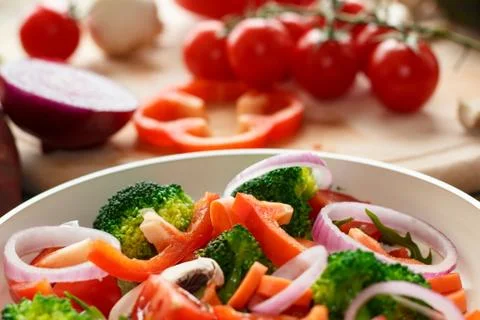 Cooking mixed vegetables Stock Photos