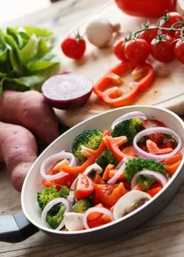 Cooking mixed vegetables Stock Photos