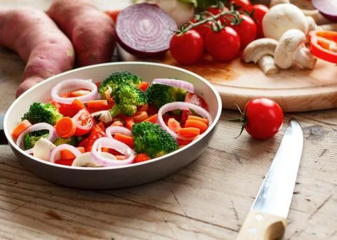Cooking mixed vegetables Stock Photos