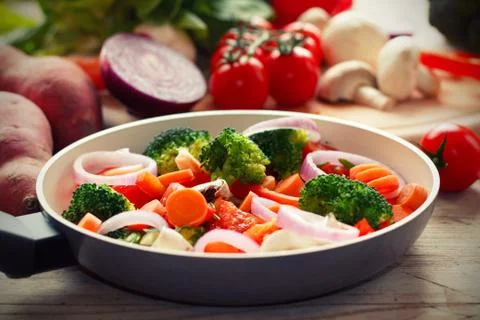Cooking mixed vegetables Stock Photos