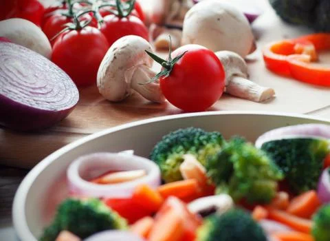 Cooking mixed vegetables Stock Photos