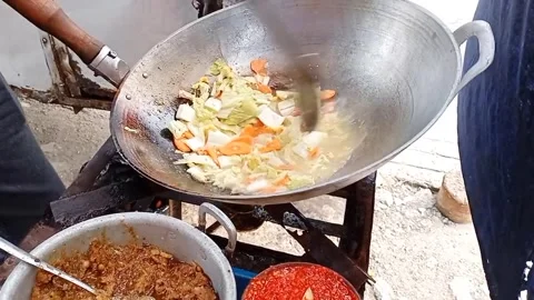 Cooking mixing chopsuey vegetables Stock Footage 272788720