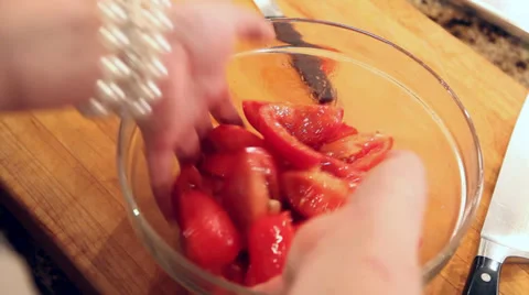 Cooking mixing tomatoes 스톡 동영상 36273163