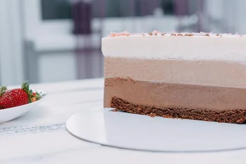 Cooking mousse cake at a cooking class. Cooking at home, home-made food. Stock-Fotos
