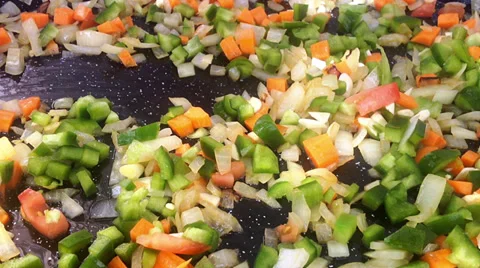 Cooking multicolored vegetables Stock Footage 36602160