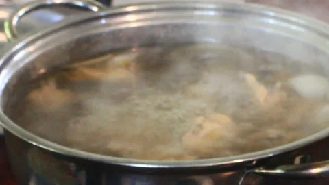 Cooking Mushroom Soup in the kitchen Stock Footage 197051131
