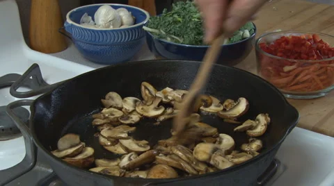 Cooking Mushrooms 2 Stock Footage 2426267