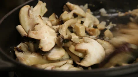 Cooking mushrooms Stock Footage 23376541
