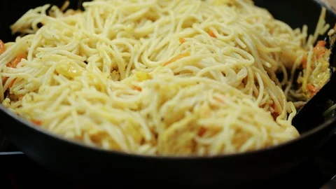 Cooking noodles Stock Footage 98361716