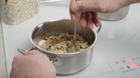 Cooking oatmeal Stock Footage 271616804